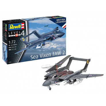 KIT PARA MONTAR REVELL AVIÃO BRITISH LEGENDS SEA VIXEN FAW 2 1/72 131 PEÇAS REV 03866